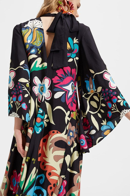 Turtle Neck Maxi Kimono Dress