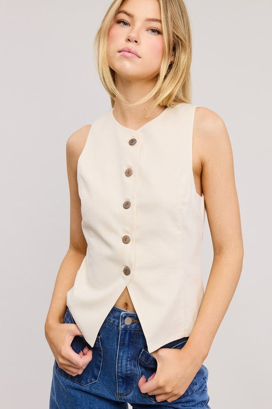 Natural Button Down Vest