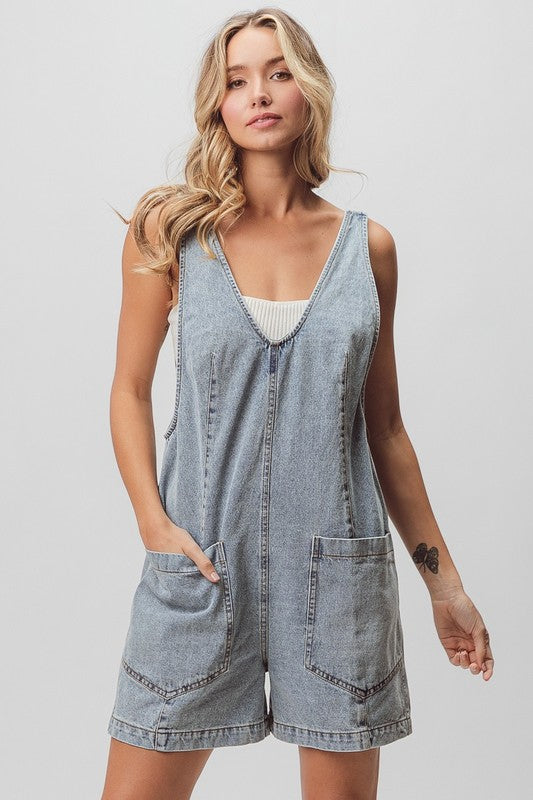 Vintage Light Denim Romper