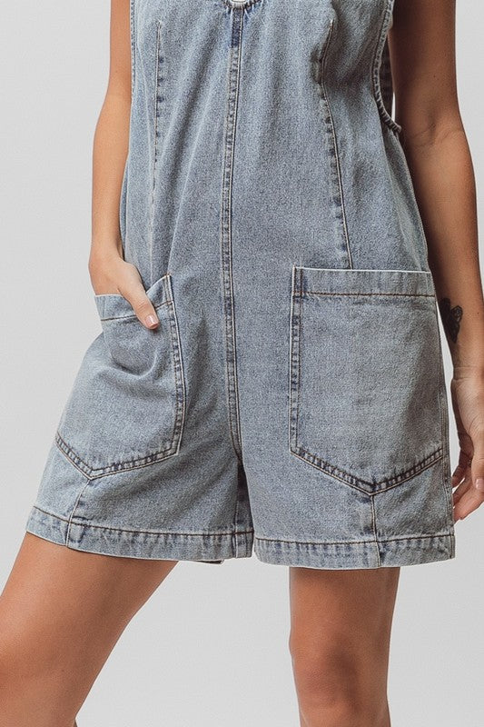 Vintage Light Denim Romper