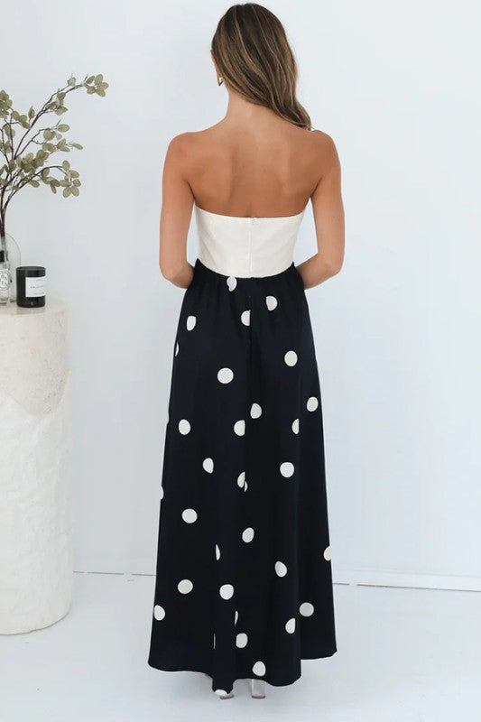1805 Strapless Polka Dots Maxi Dress
