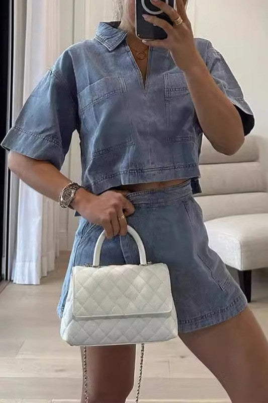 Skort & Crop Denim Set