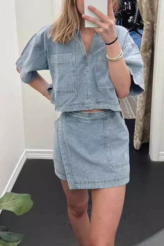 Skort & Crop Denim Set