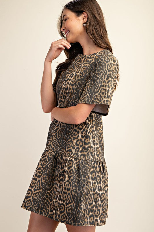 Round Neck Animal Print Dress