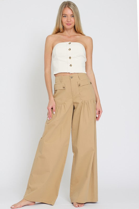 High Waisted Beige Long Pant