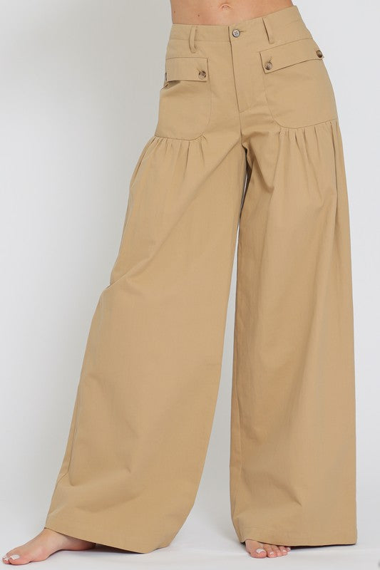 High Waisted Beige Long Pant