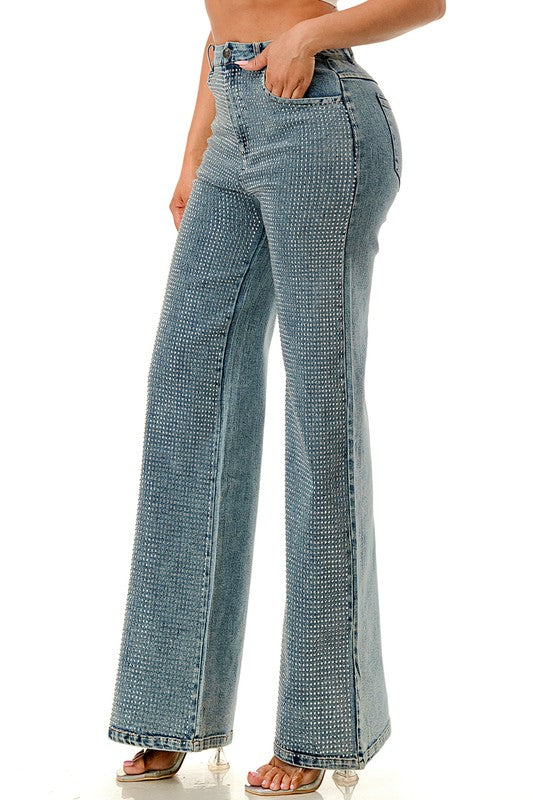 2007 Rhinestones Wide Leg Pant