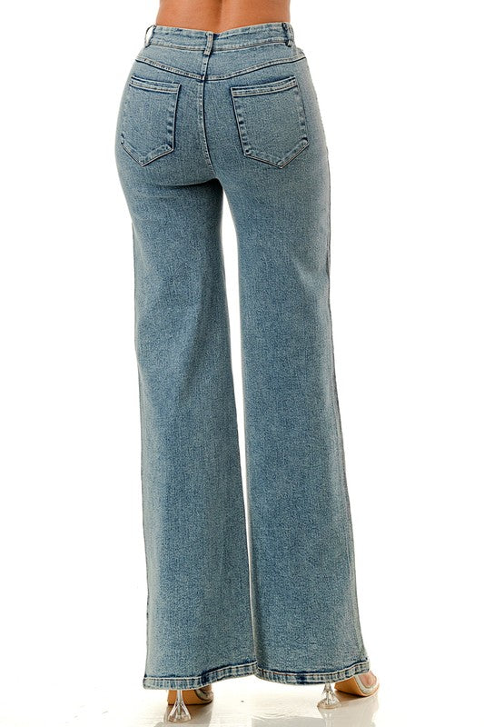 2007 Rhinestones Wide Leg Pant