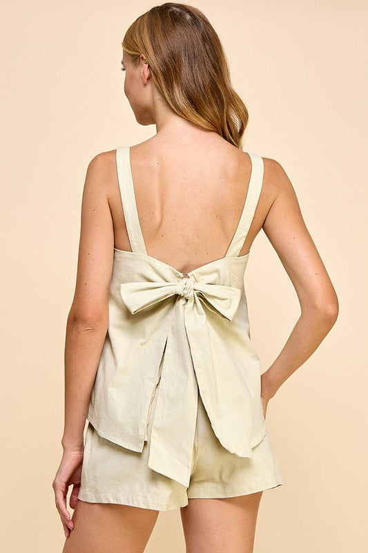 1316 Beige Back Bow Top