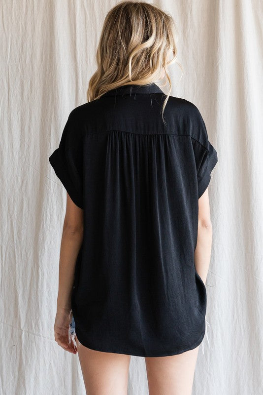 1732 Satin Button Down Shirt