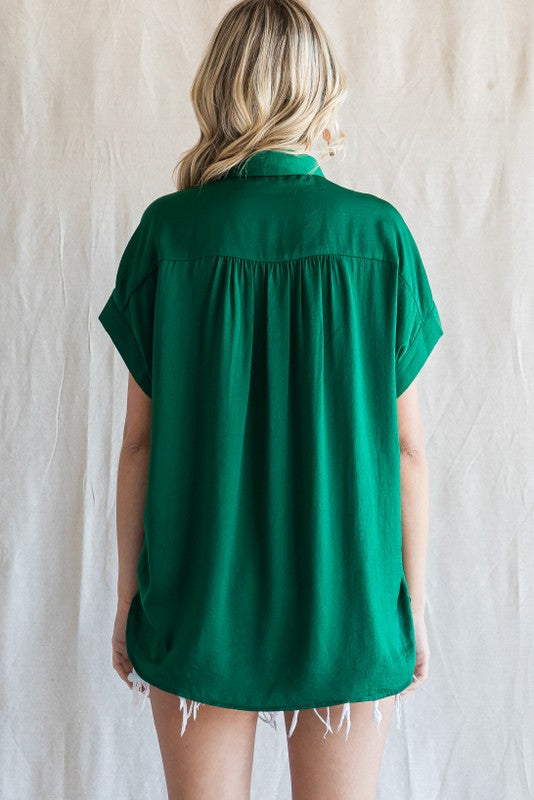 1732 Satin Button Down Shirt