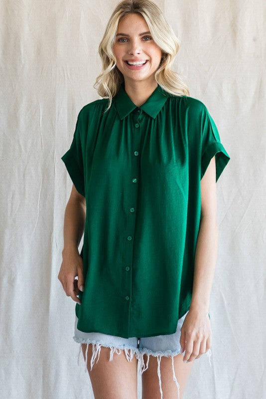 1732 Satin Button Down Shirt