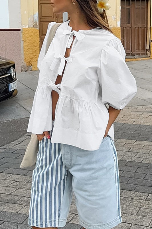 1116 Bow White Shirt