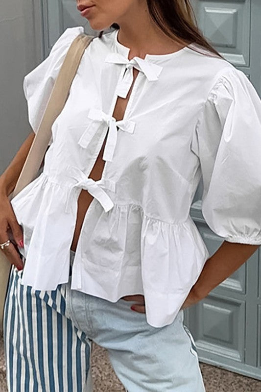 1116 Bow White Shirt