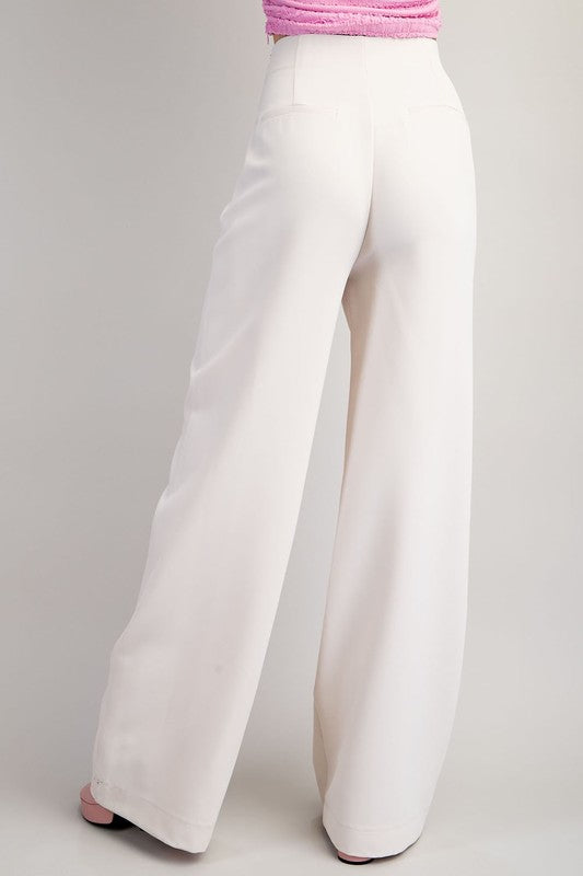 High Waist Wide Leg Back Zipper Pant