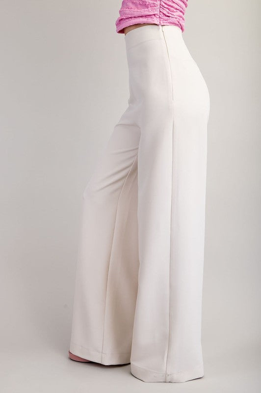 High Waist Wide Leg Back Zipper Pant