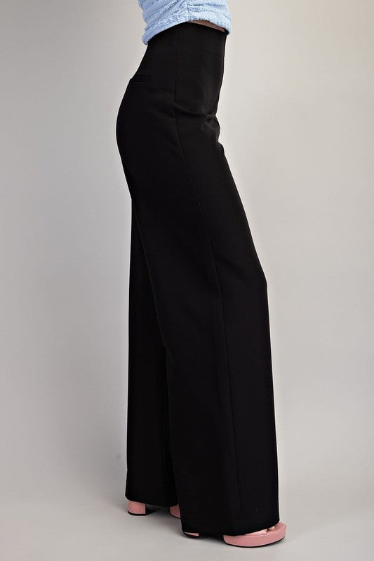 High Waist Wide Leg Back Zipper Pant