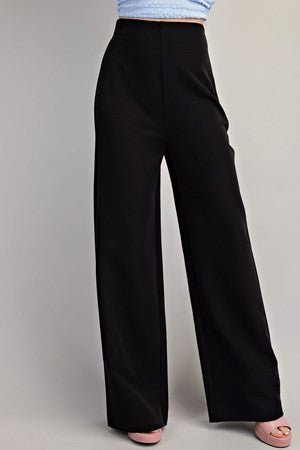 High Waist Wide Leg Back Zipper Pant