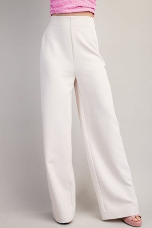 High Waist Wide Leg Back Zipper Pant