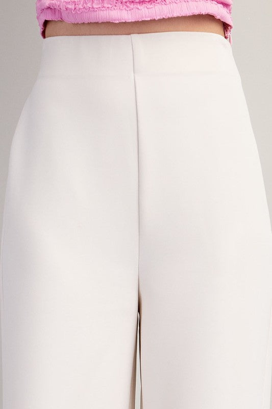 High Waist Wide Leg Back Zipper Pant