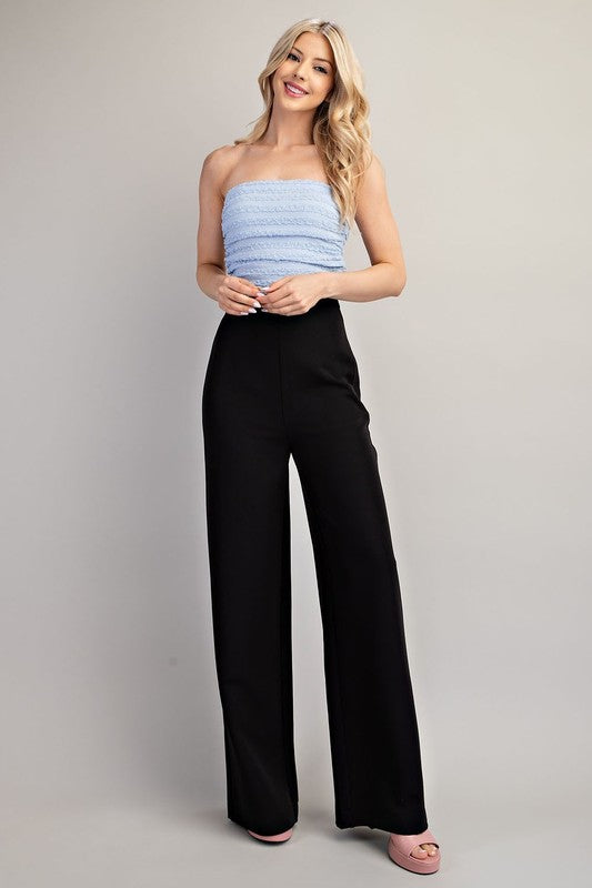 High Waist Wide Leg Back Zipper Pant