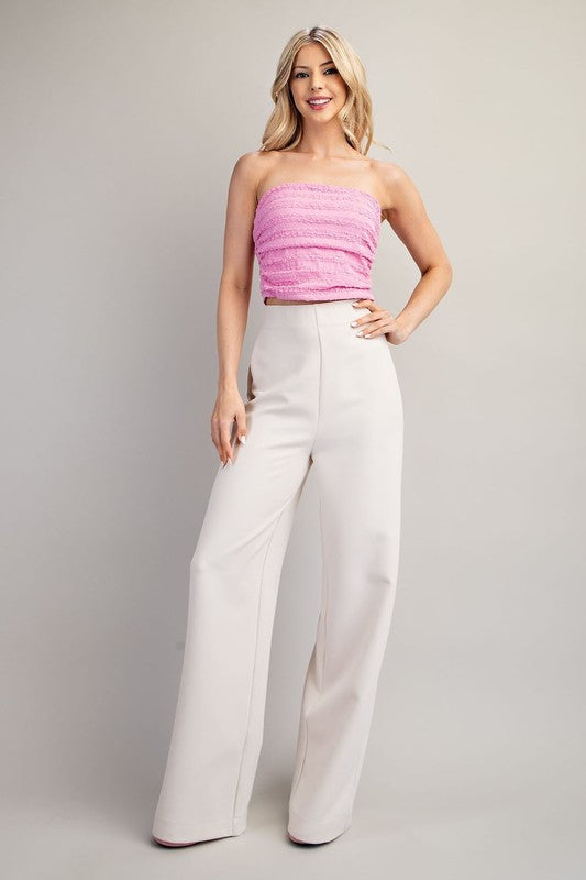 High Waist Wide Leg Back Zipper Pant