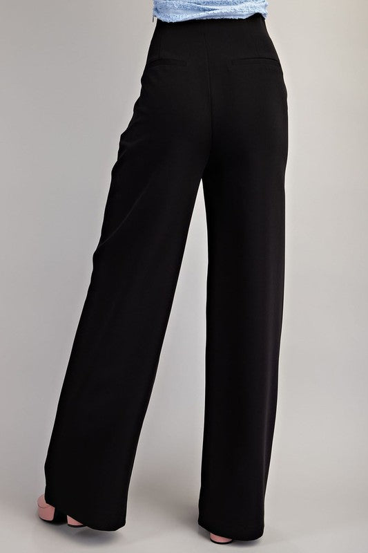 High Waist Wide Leg Back Zipper Pant