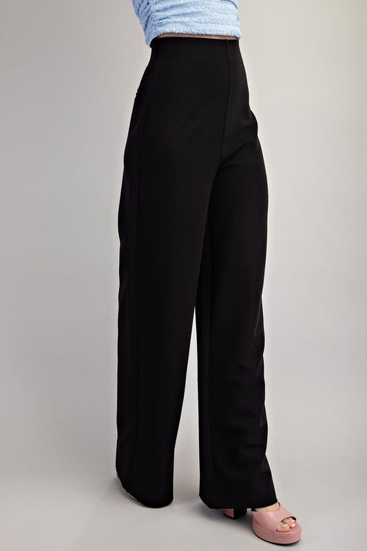 High Waist Wide Leg Back Zipper Pant