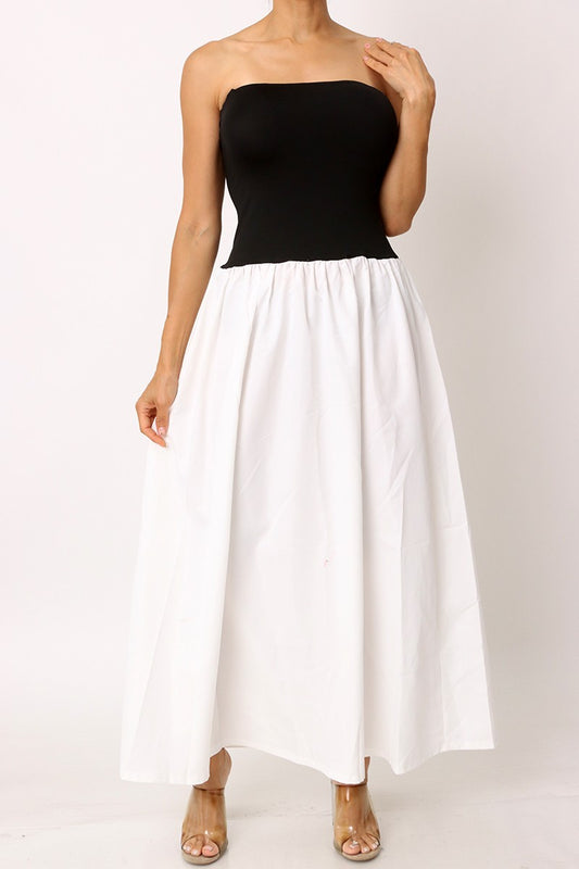 Strapless Black & White Dress