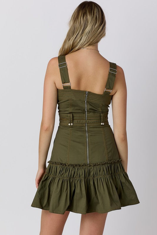 Zipper Olive Mini Dress