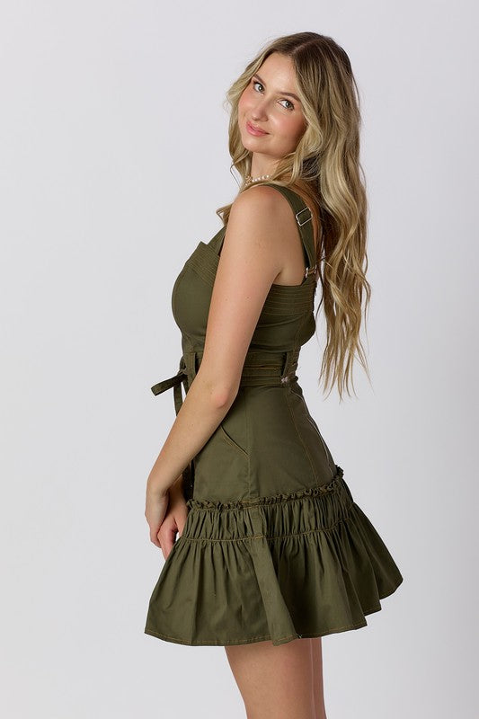 Zipper Olive Mini Dress