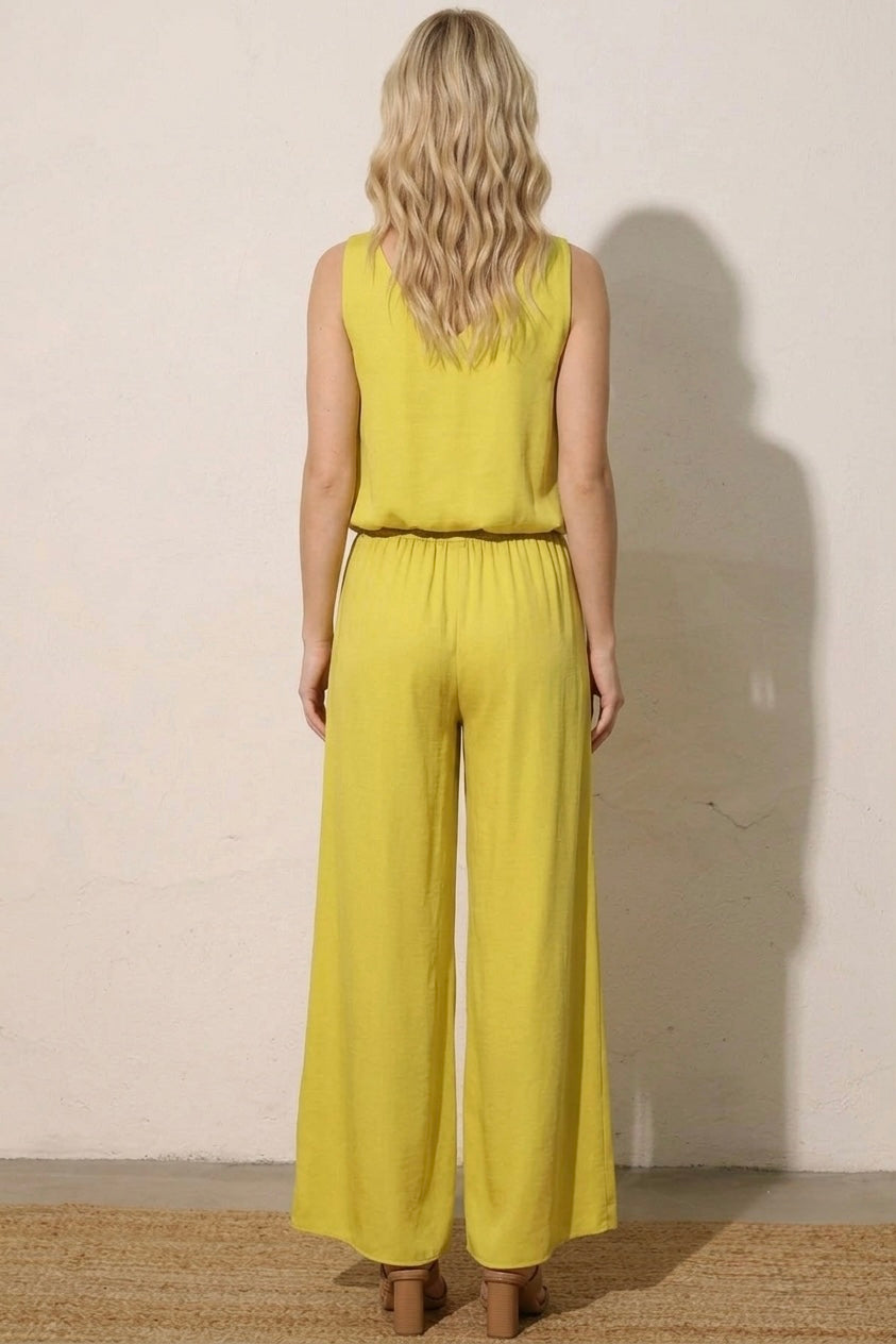 2587 V-Neck Top & Palazzo Pant Set