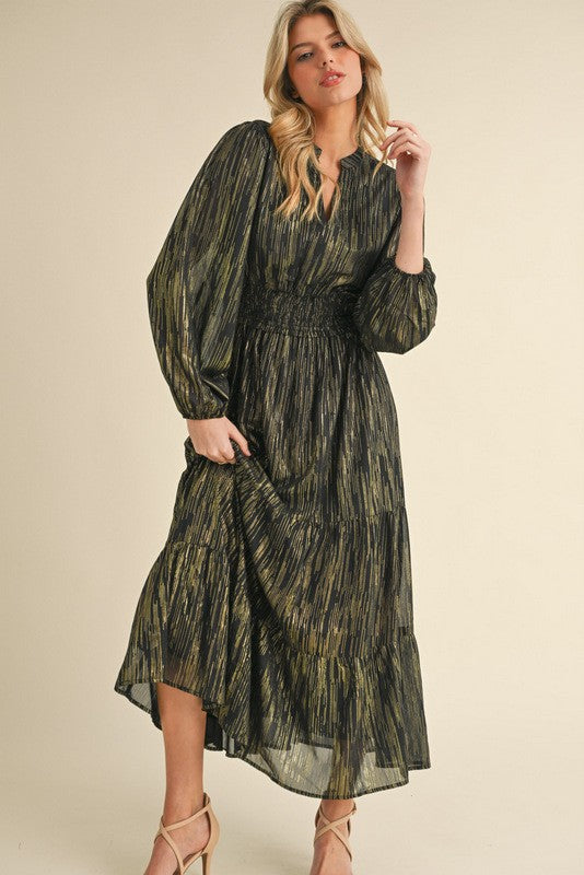 1199 Black & Gold Maxi Dress