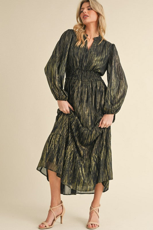 1199 Black & Gold Maxi Dress