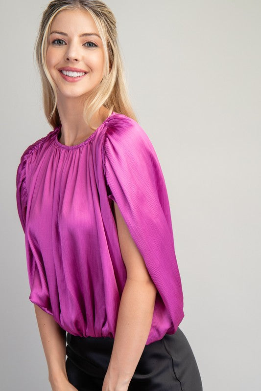 1181 Round Neck Bubble Hem Top