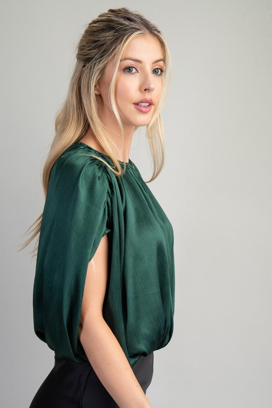 1181 Round Neck Bubble Hem Top