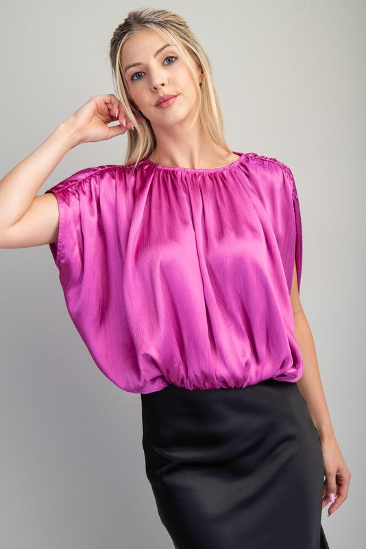 1181 Round Neck Bubble Hem Top