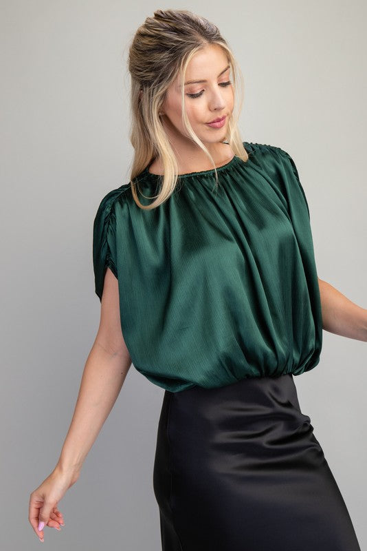 1181 Round Neck Bubble Hem Top