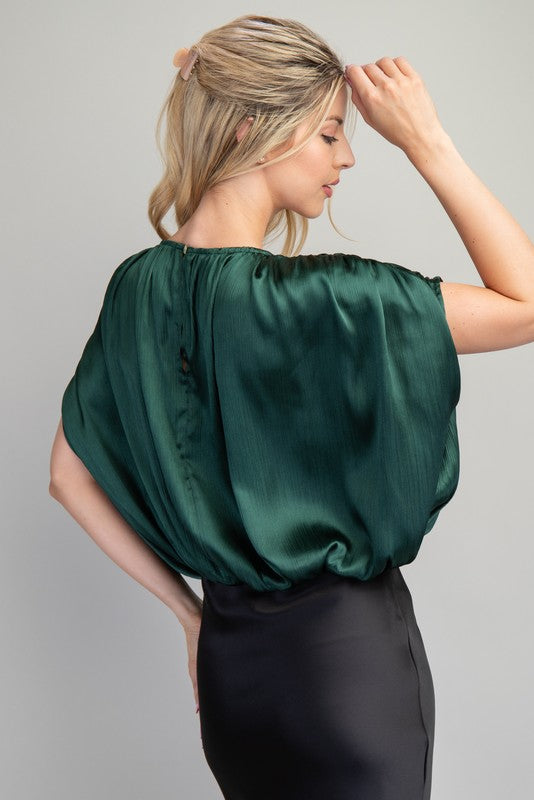 1181 Round Neck Bubble Hem Top