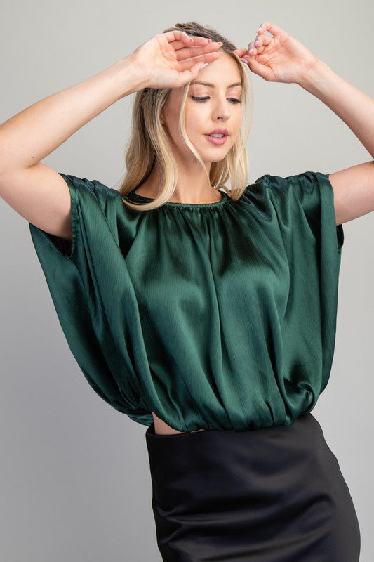 1181 Round Neck Bubble Hem Top