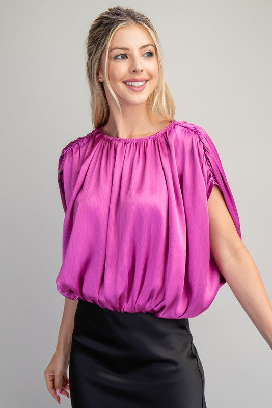 1181 Round Neck Bubble Hem Top