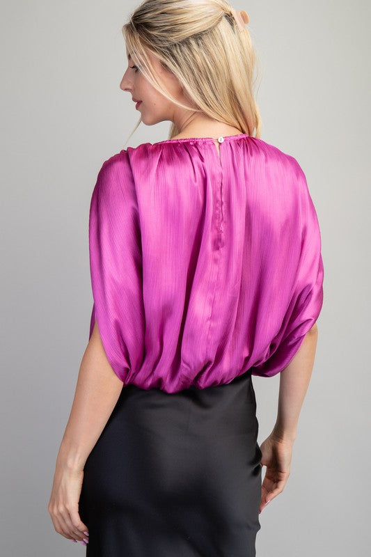 1181 Round Neck Bubble Hem Top