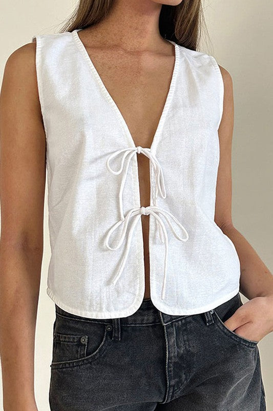 1123 Sleeve Bow Vest Top