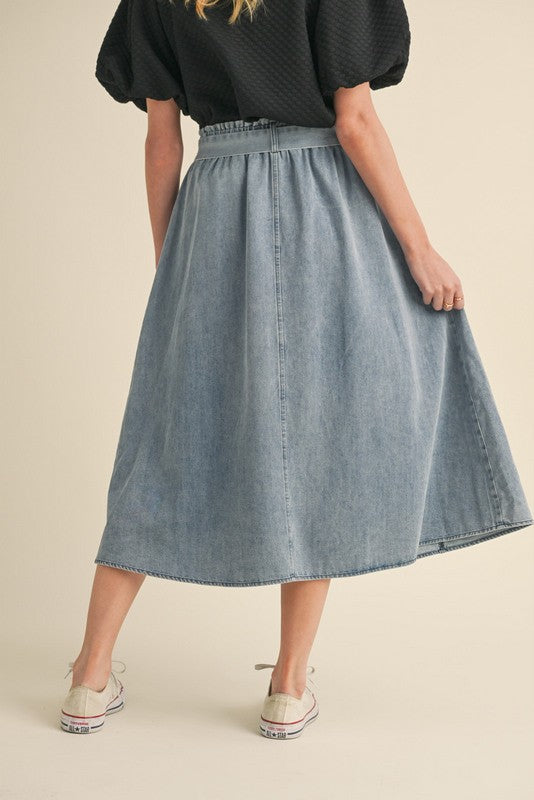 Midi Denim Bow Skirt