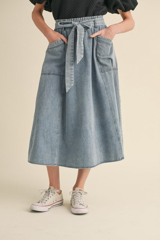 Midi Denim Bow Skirt