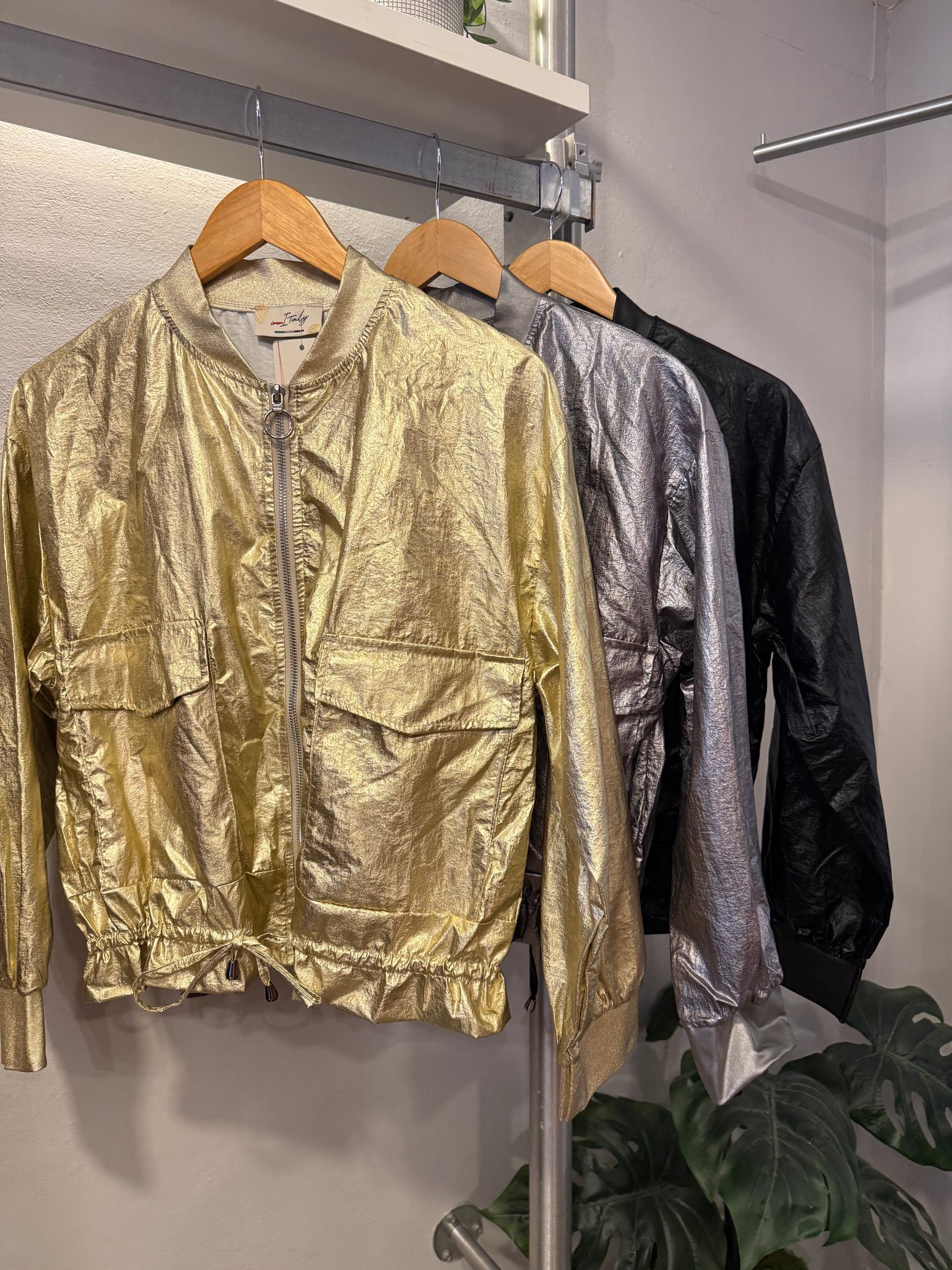 Onesize Metallic Bomber Jacket