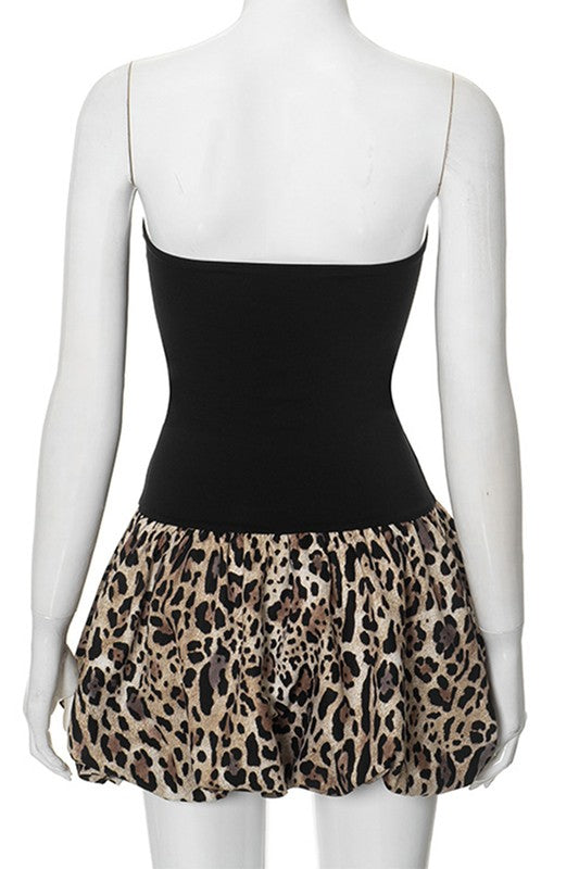 Strapless Animal Print Mini Dress