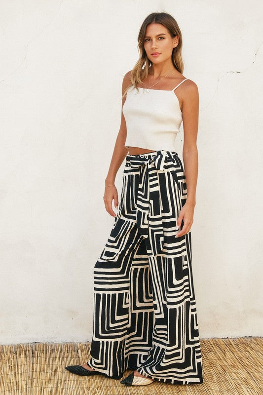 1667 Black & Cream Wide Leg Pant