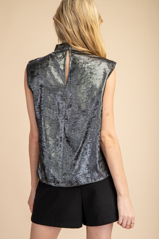 High Neck Metallic Shirt