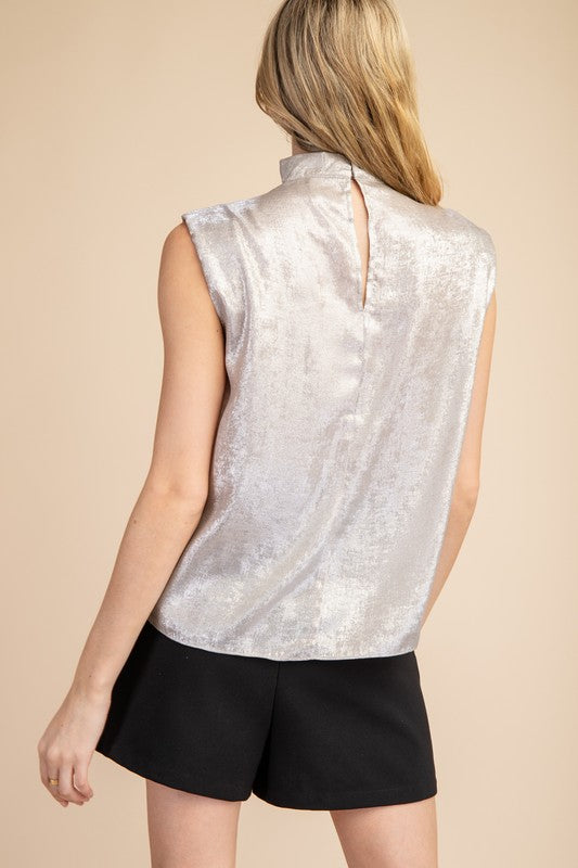 High Neck Metallic Shirt